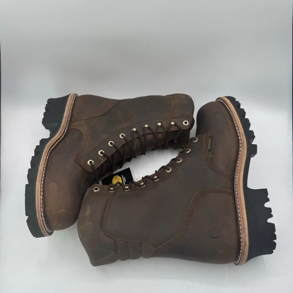 Chippewa Logger Boots Men's Size 11 E Wide Tan Waterproof Leather Steel Toe